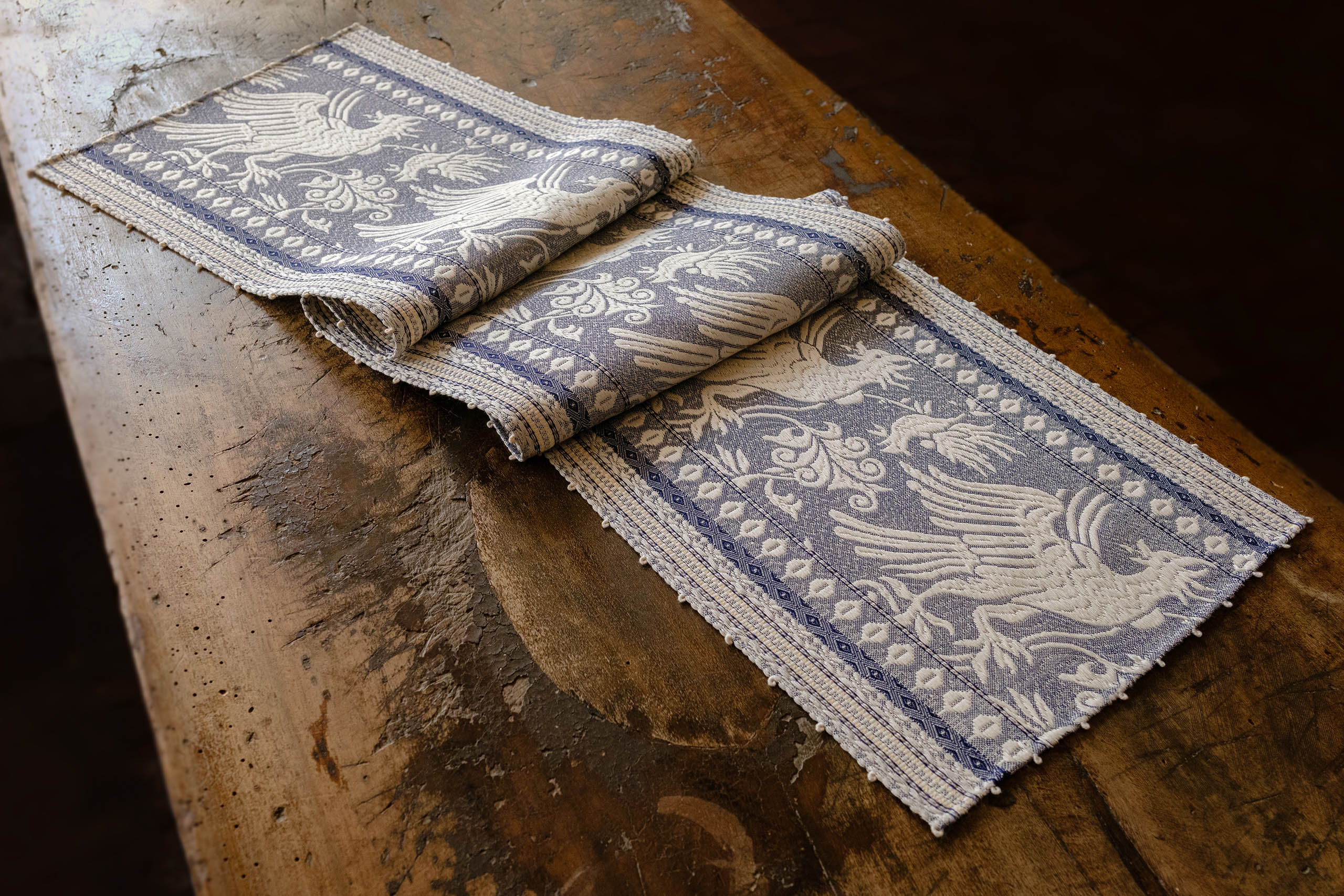 "Four-leaf clovers" Table runner - Linen blend, Table runners