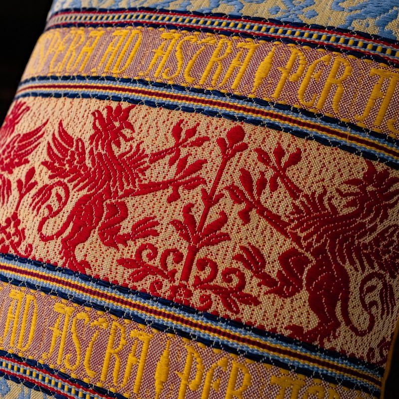Cotton and velvet “Griffin” cushion
