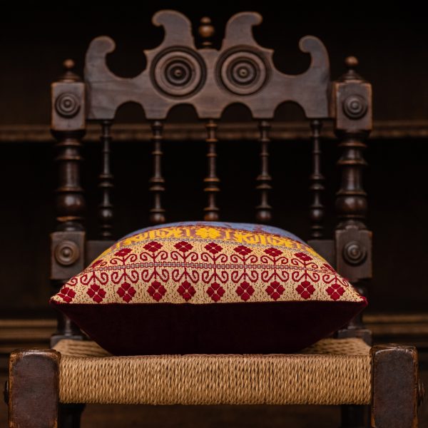 "Pomegranate" cotton and velvet cushion - Cotton, Cushions