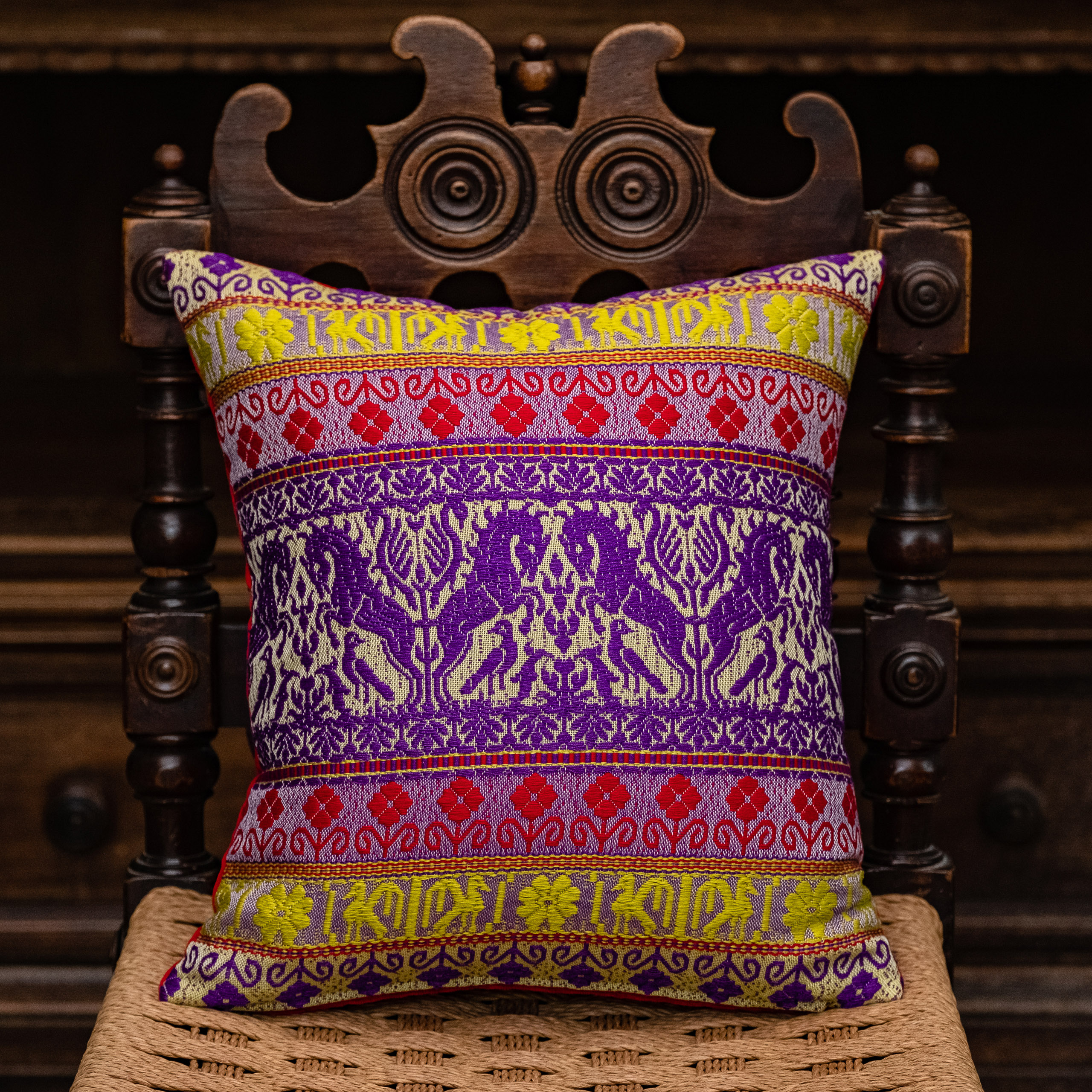 Cotton and velvet "Griffin" cushion - Cotton, Cushions