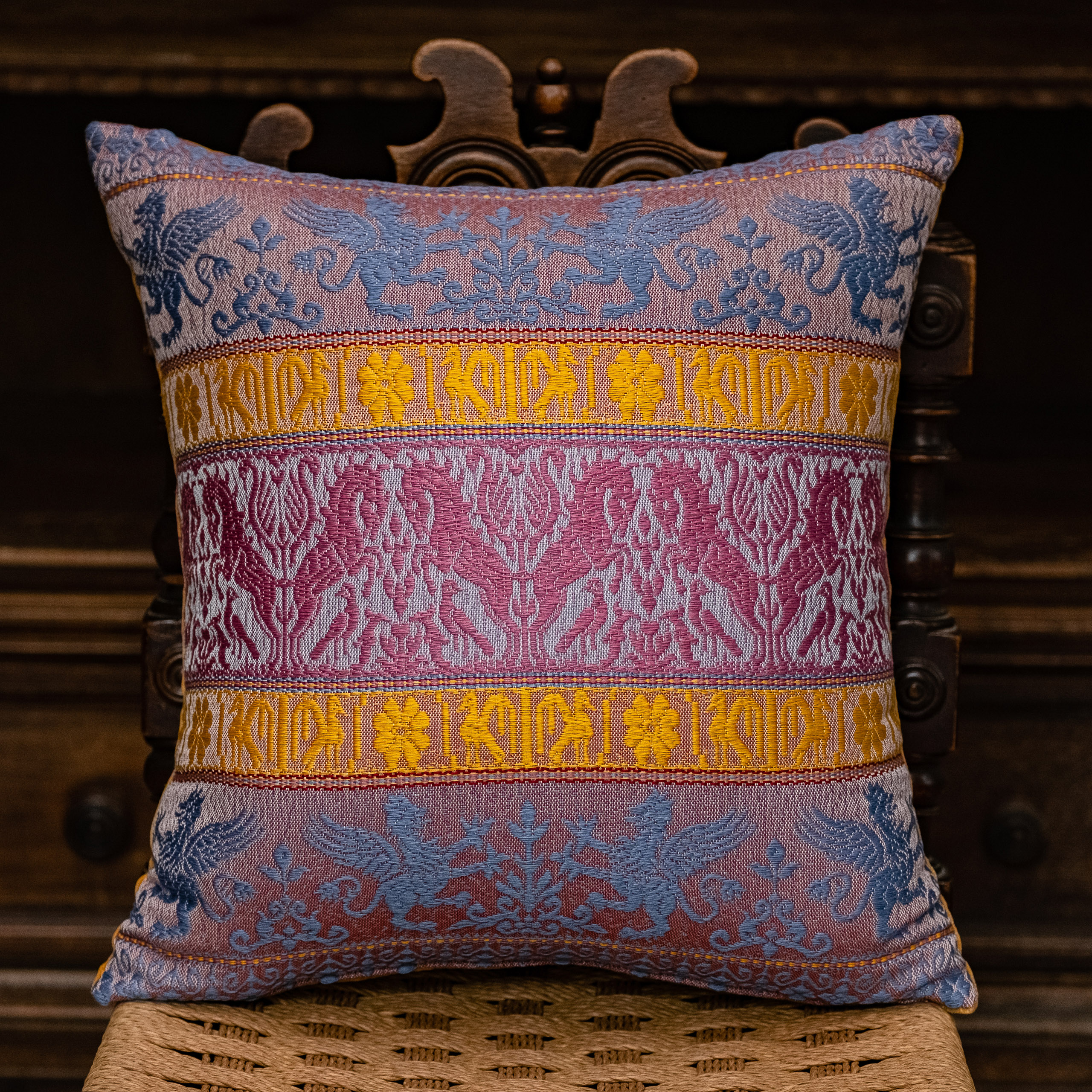 Cotton and velvet "Griffin" cushion - Cotton, Cushions