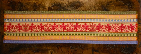 Cotton polychrome table runner "Griffin" red - Cotton, Table runners