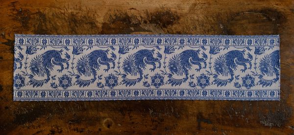 Cotton table runner Lion blue - Cotton, Table runners