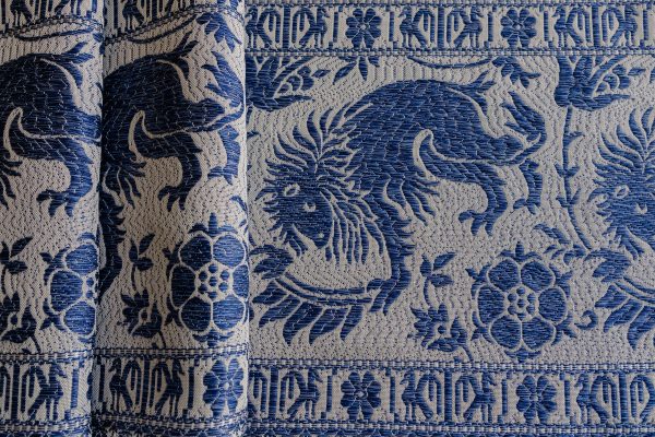 Cotton table runner Lion blue - Cotton, Table runners