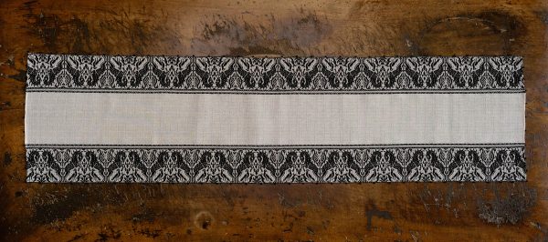 Table runner linen blend ivory black "Unicorn" - Linen blend, Table runners