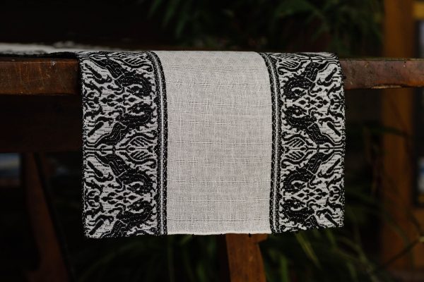 Table runner linen blend ivory black "Unicorn" - Linen blend, Table runners