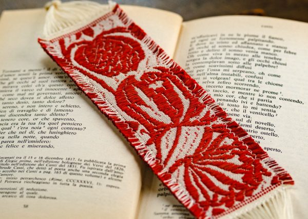 Damask cotton bookmark "Pomegranate" - Bookmarks, Cotton