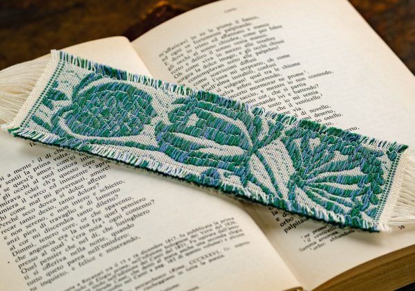 Damask cotton bookmark "Pomegranate" - Bookmarks, Cotton